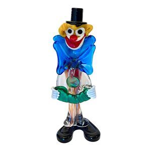 Murano Italy Art Glass 11" Accordion CLOWN FIGURINE Fratelli Pitau Big Bow Tie!
